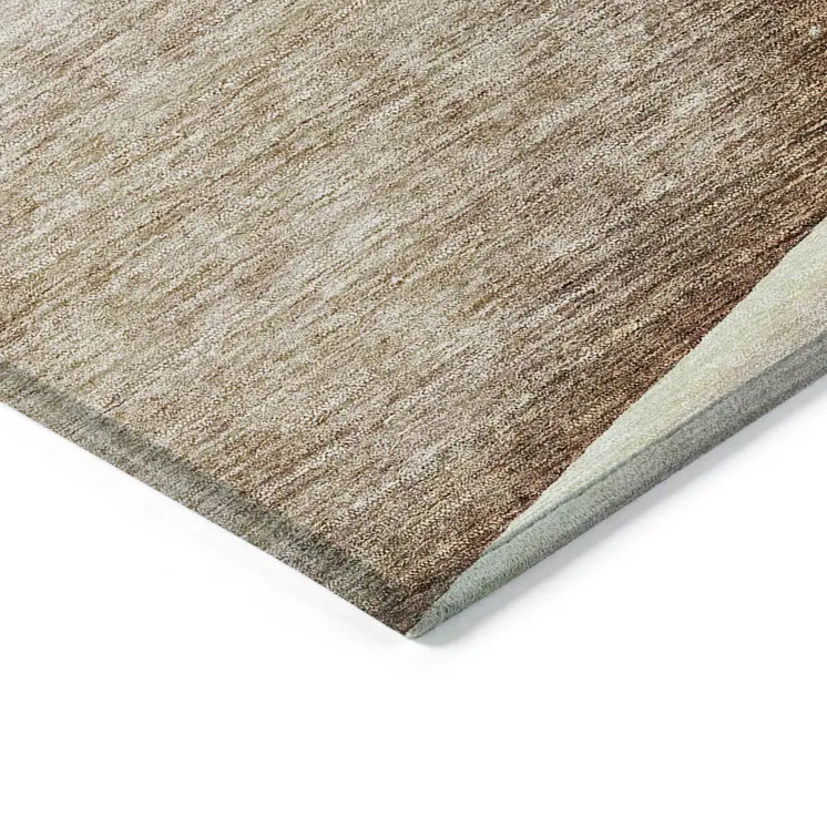 8' X 10' Brown Beige And Taupe Floral Washable Indoor Outdoor Area Rug