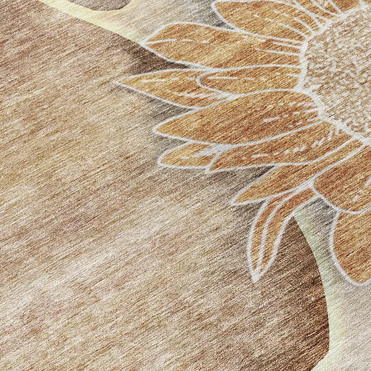 8' X 10' Brown Beige And Taupe Floral Washable Indoor Outdoor Area Rug