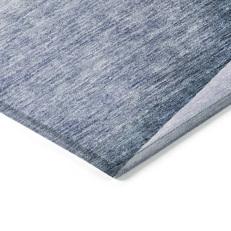 3' X 5' Sky Blue And Indigo Floral Washable Indoor Outdoor Area Rug