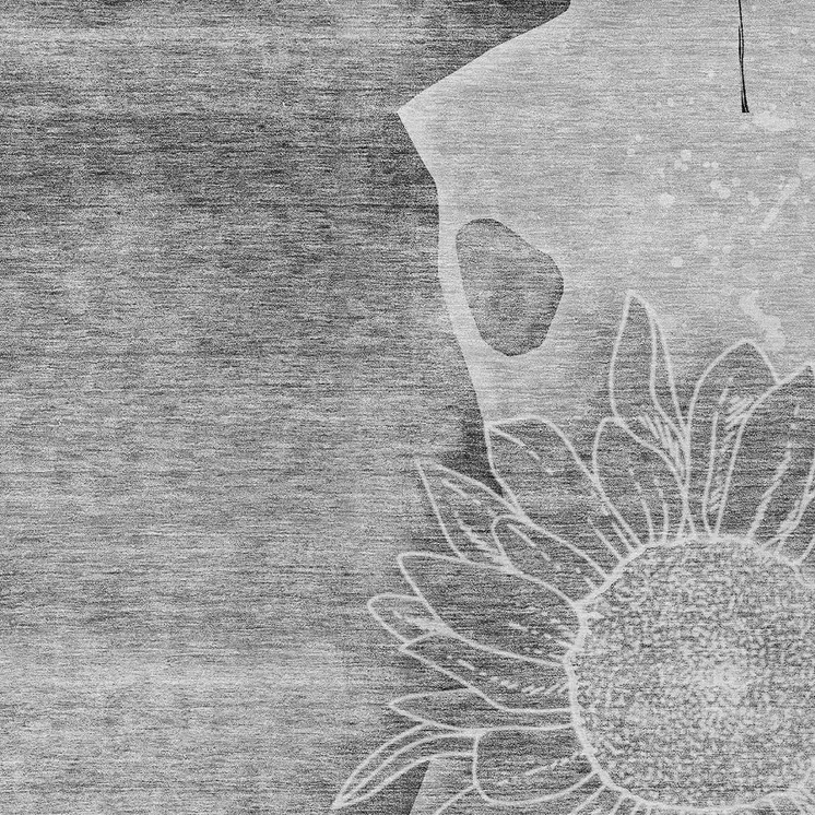 5' X 8' Gray Silver And Charcoal Floral Washable Indoor Outdoor Area Rug