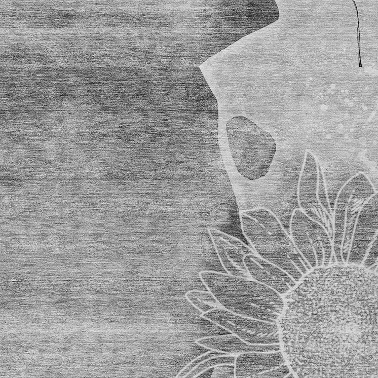 8' X 10' Gray Silver And Charcoal Floral Washable Indoor Outdoor Area Rug