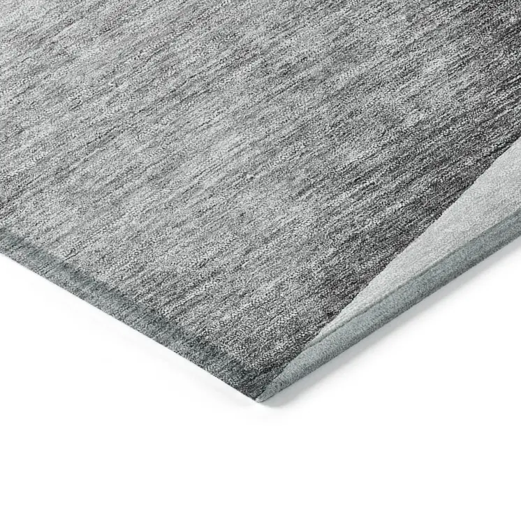 9' X 12' Gray Silver And Charcoal Floral Washable Indoor Outdoor Area Rug