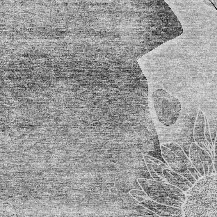 9' X 12' Gray Silver And Charcoal Floral Washable Indoor Outdoor Area Rug