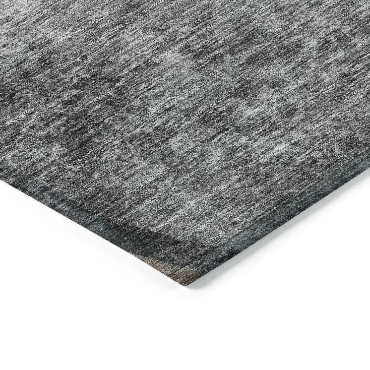 5' X 8' Gray Chocolate And Silver Abstract Washable Indoor Outdoor Area Rug