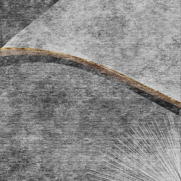8' X 10' Gray Chocolate And Silver Abstract Washable Indoor Outdoor Area Rug