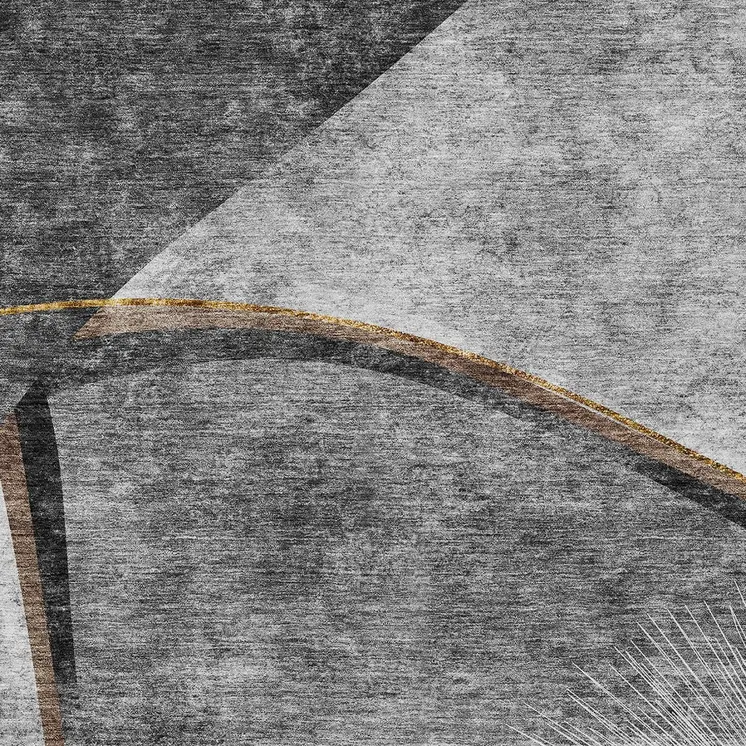 9' X 12' Gray Chocolate And Silver Abstract Washable Indoor Outdoor Area Rug