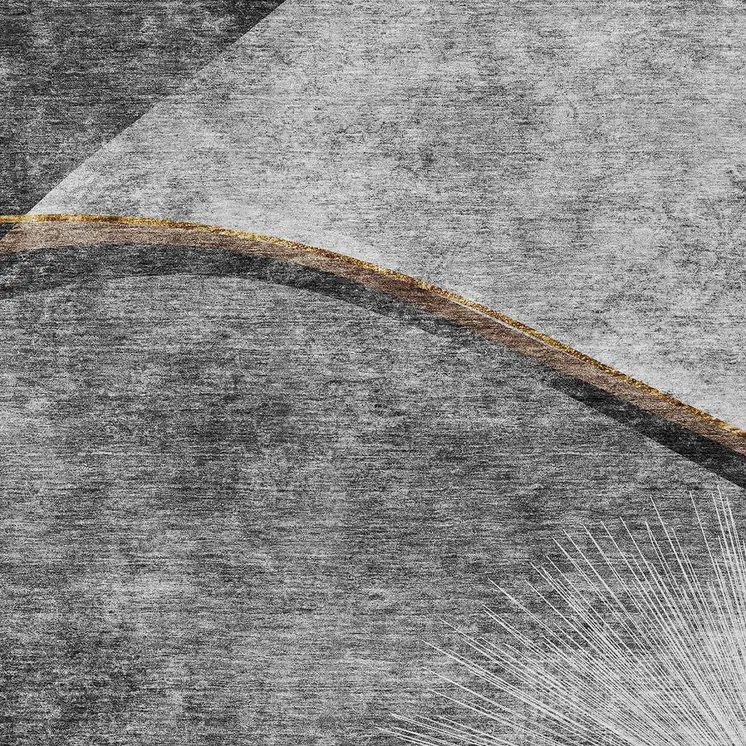 10' X 14' Gray Chocolate And Silver Abstract Washable Indoor Outdoor Area Rug