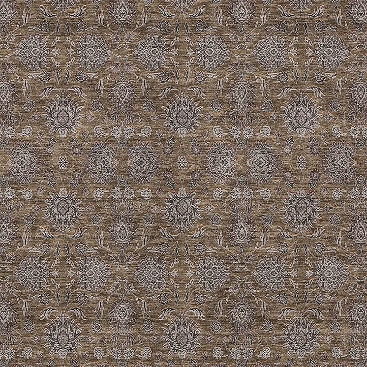 3' X 5' Chocolate And Gray Floral Washable Indoor Outdoor Area Rug