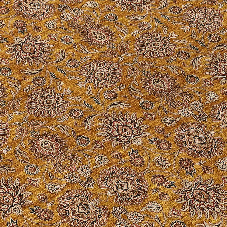 10' X 14' Copper Beige And Taupe Floral Washable Indoor Outdoor Area Rug