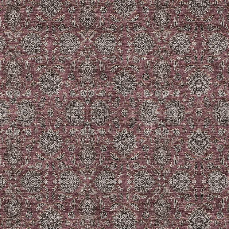 8' X 10' Merlot Gray And Taupe Floral Washable Indoor Outdoor Area Rug