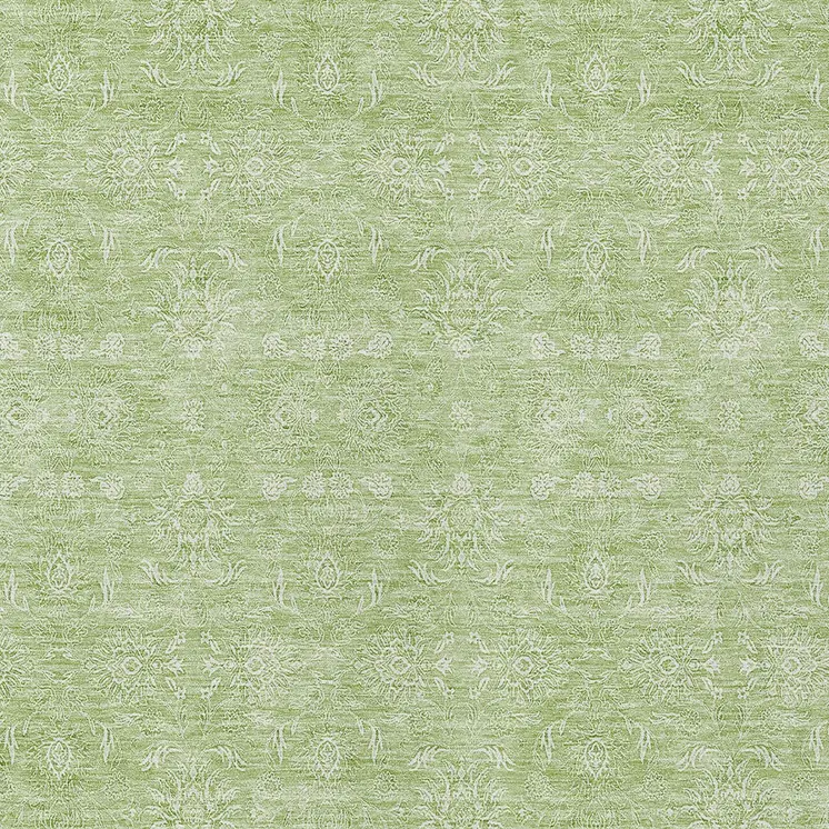 8' X 10' Artichoke Green Mint Green And Ivory Floral Washable Indoor Outdoor Area Rug
