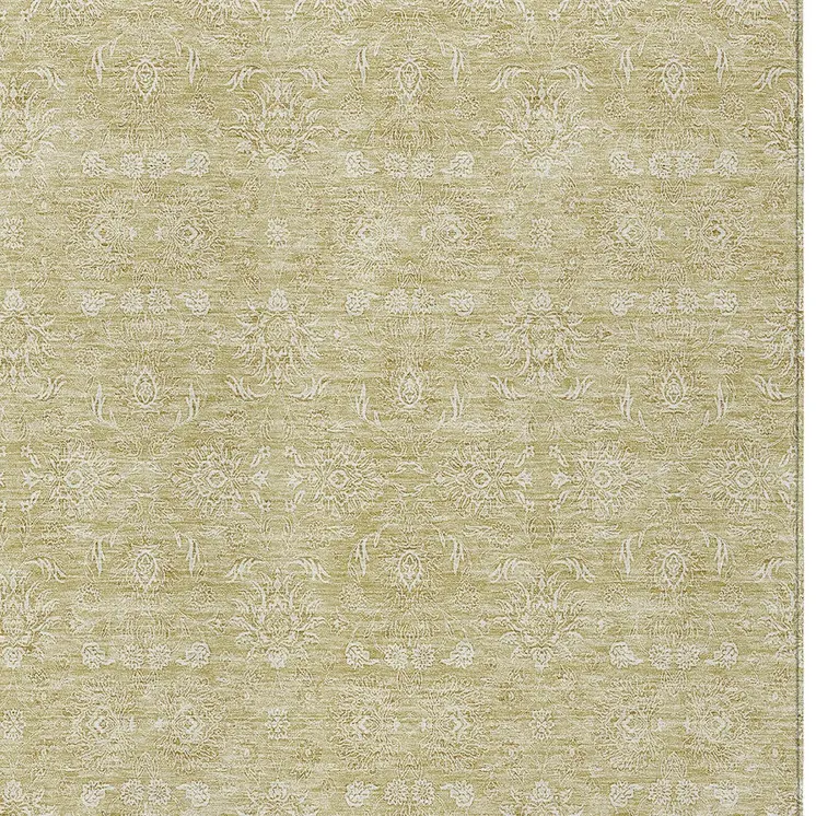 3' X 5' Beige Tan And Ivory Floral Washable Indoor Outdoor Area Rug
