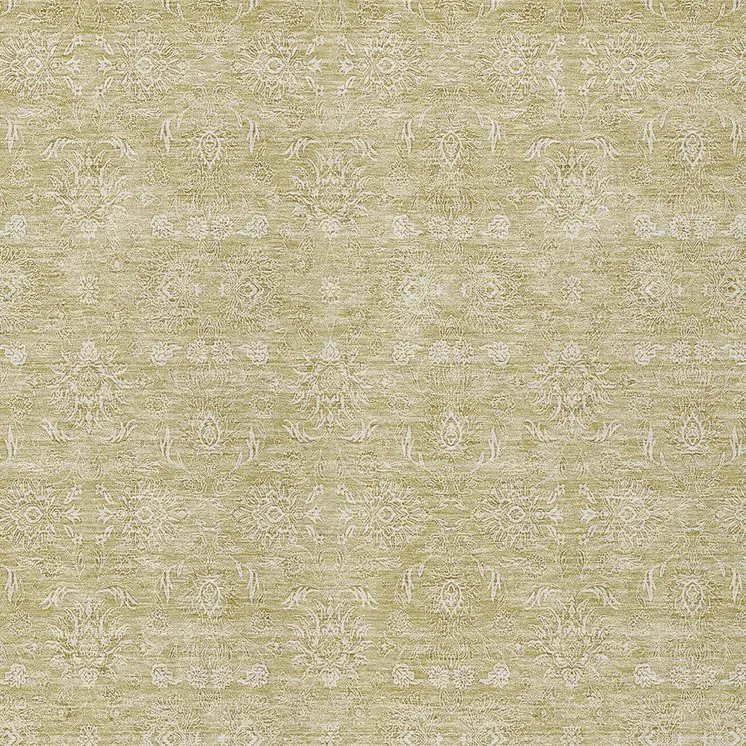 9' X 12' Beige Tan And Ivory Floral Washable Indoor Outdoor Area Rug