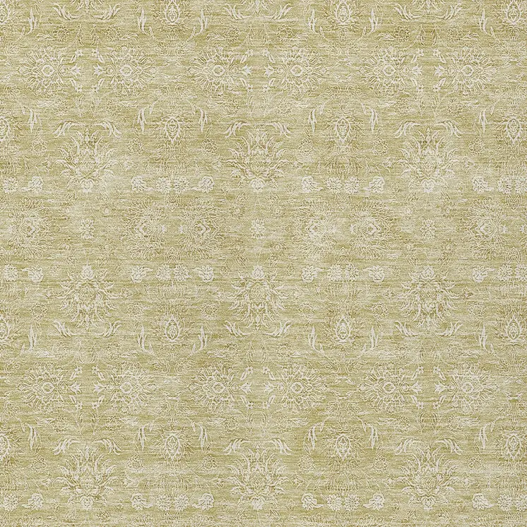 10' X 14' Beige Tan And Ivory Floral Washable Indoor Outdoor Area Rug