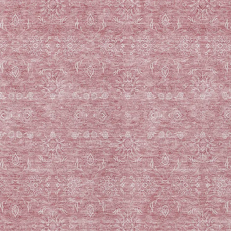 9' X 12' Blush Pink And Ivory Floral Washable Indoor Outdoor Area Rug