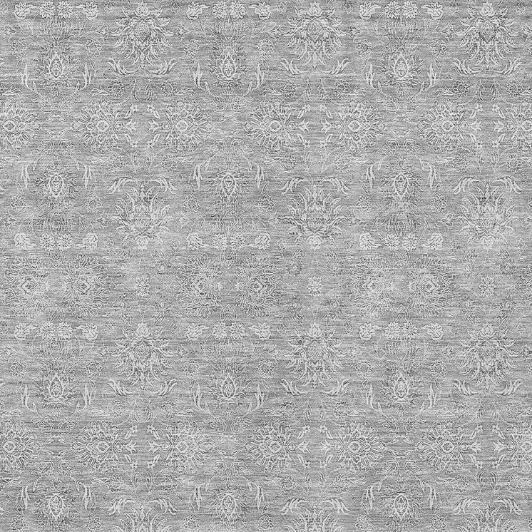 5' X 8' Gray Silver And Ivory Floral Washable Indoor Outdoor Area Rug