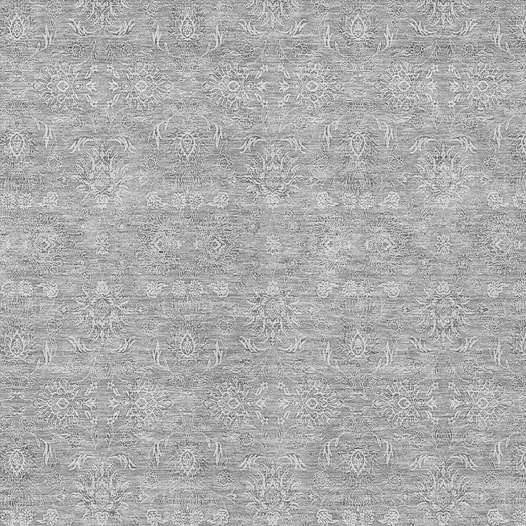 8' X 10' Gray Silver And Ivory Floral Washable Indoor Outdoor Area Rug