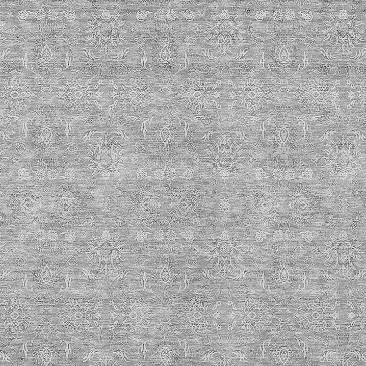 9' X 12' Gray Silver And Ivory Floral Washable Indoor Outdoor Area Rug