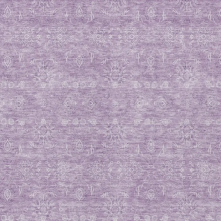 5' X 8' Lavender Lilac And Ivory Floral Washable Indoor Outdoor Area Rug