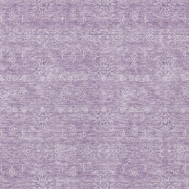 8' X 10' Lavender Lilac And Ivory Floral Washable Indoor Outdoor Area Rug