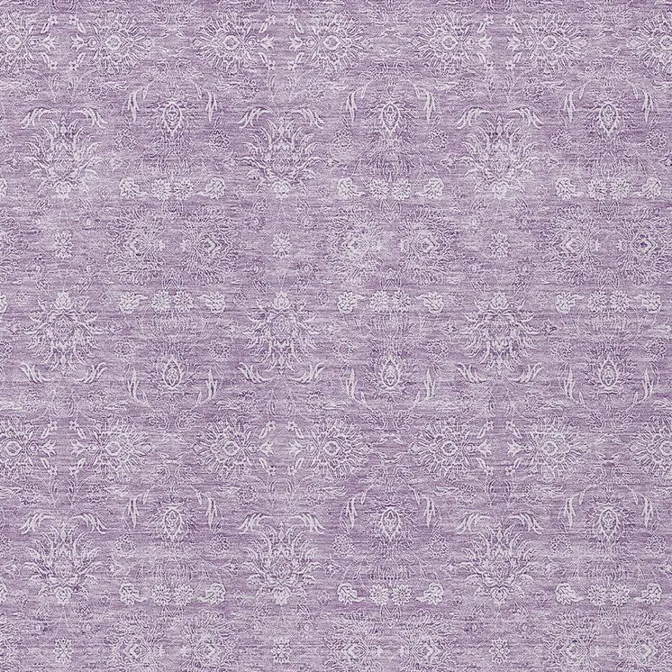 10' X 14' Lavender Lilac And Ivory Floral Washable Indoor Outdoor Area Rug