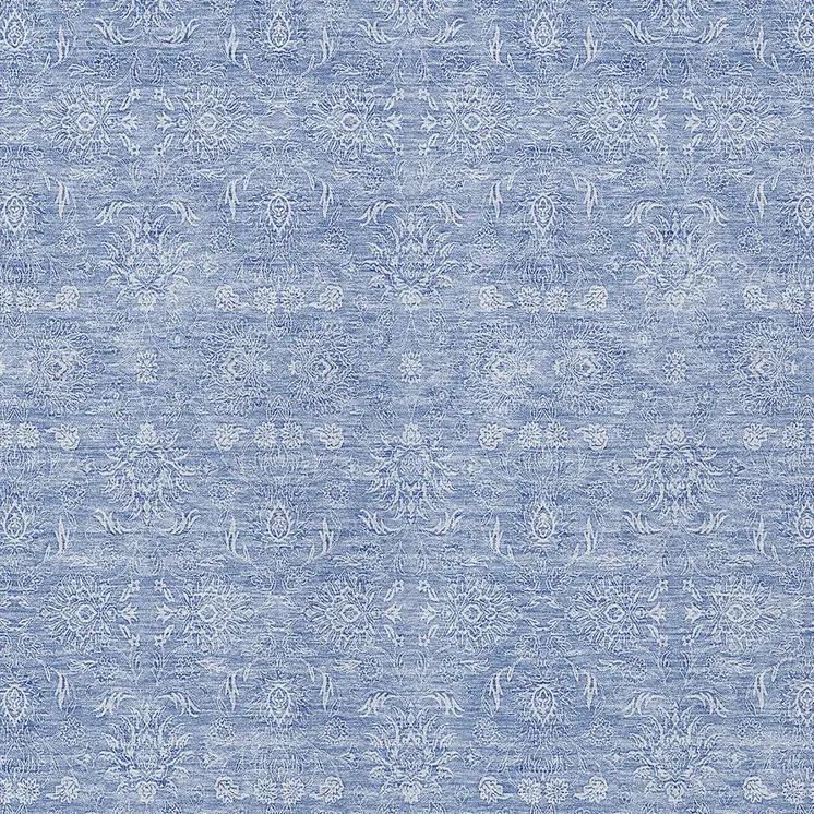3' X 5' Sky Blue And Ivory Floral Washable Indoor Outdoor Area Rug