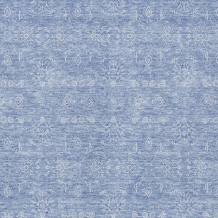 8' X 10' Sky Blue And Ivory Floral Washable Indoor Outdoor Area Rug