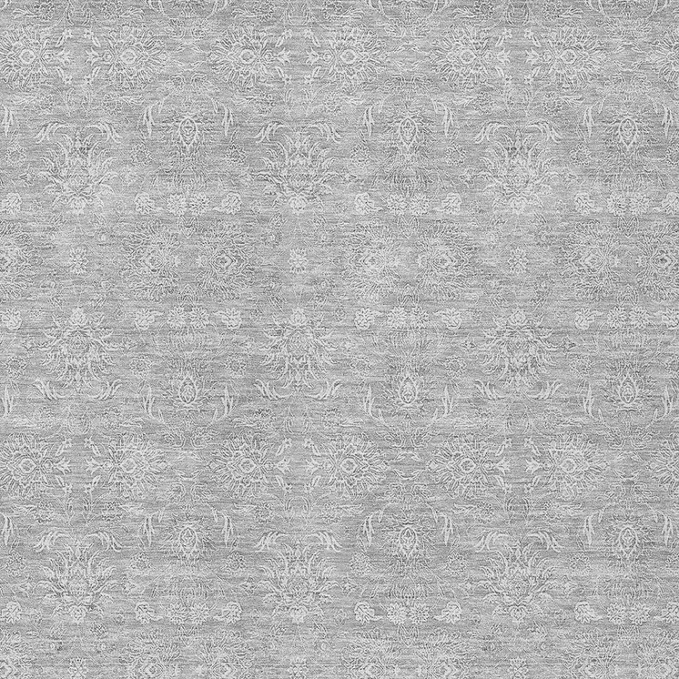 3' X 5' Silver Gray And Ivory Floral Washable Indoor Outdoor Area Rug