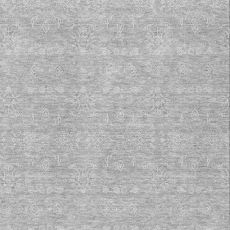 8' X 10' Silver Gray And Ivory Floral Washable Indoor Outdoor Area Rug