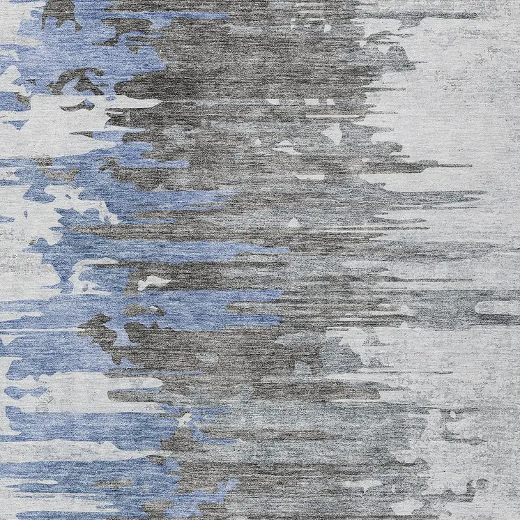 8' X 10' Blue Gray And Silver Abstract Washable Indoor Outdoor Area Rug