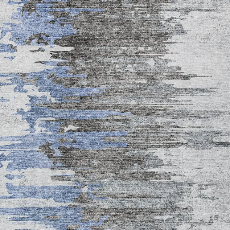 10' X 14' Blue Gray And Silver Abstract Washable Indoor Outdoor Area Rug