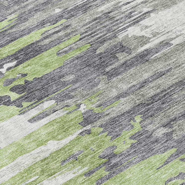 8' Green And Silver Round Abstract Washable Indoor Outdoor Area Rug