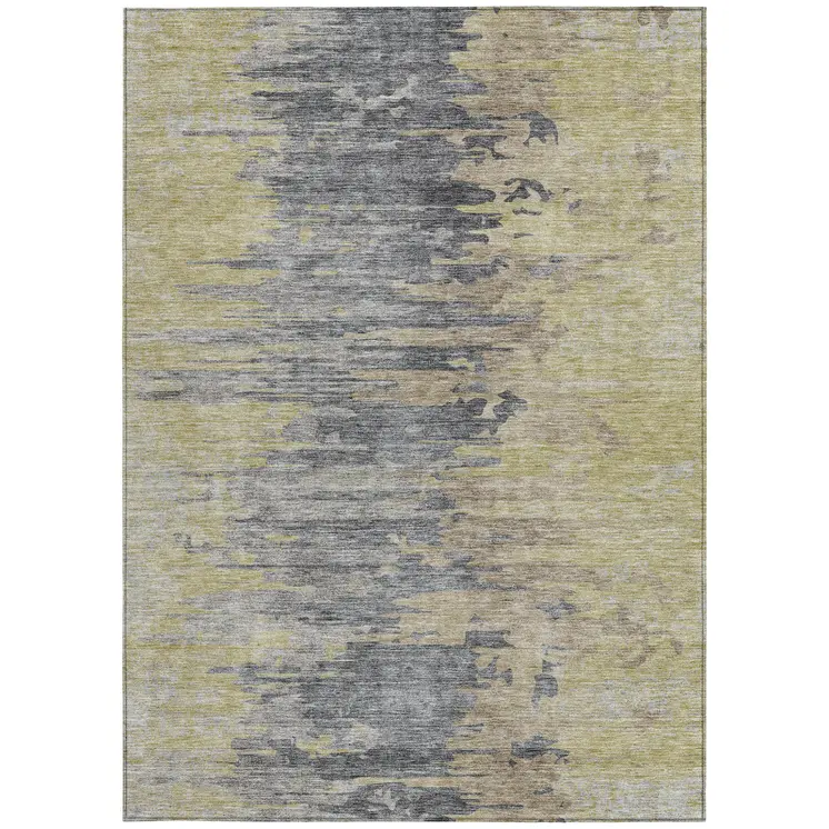 5' X 8' Pewter Silver And Gray Abstract Washable Indoor Outdoor Area Rug