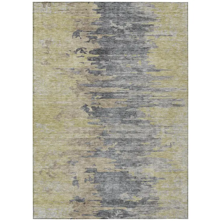 5' X 8' Pewter Silver And Gray Abstract Washable Indoor Outdoor Area Rug