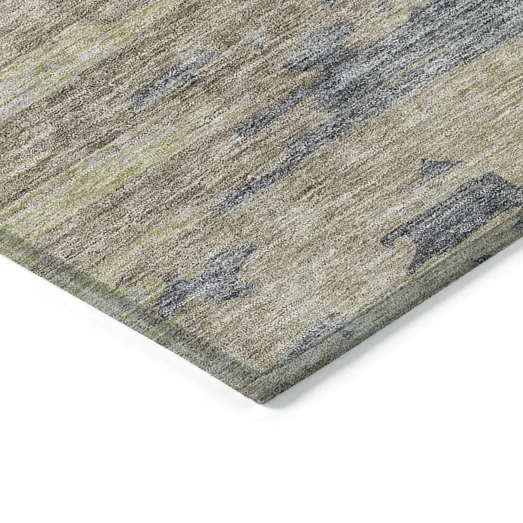 5' X 8' Pewter Silver And Gray Abstract Washable Indoor Outdoor Area Rug