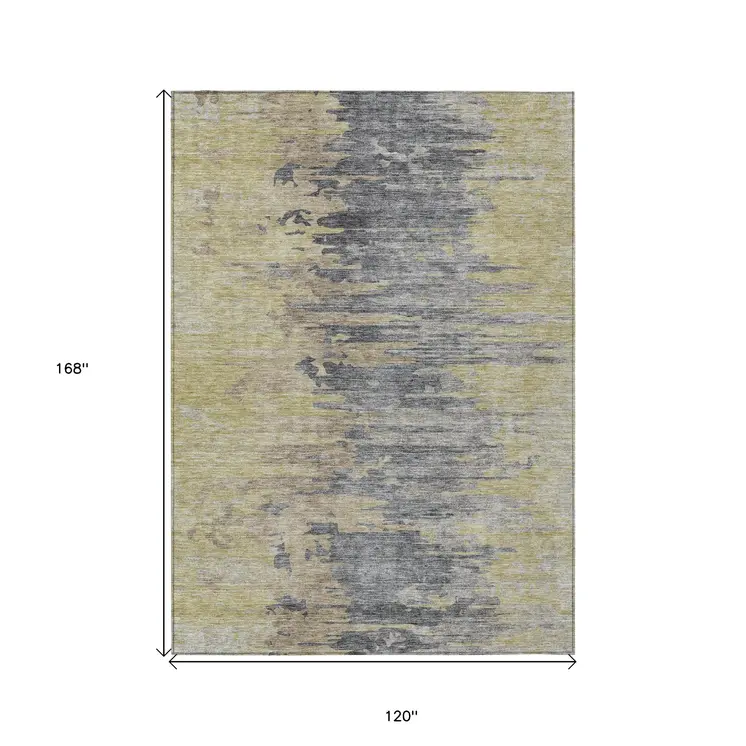 10' X 14' Pewter Silver And Gray Abstract Washable Indoor Outdoor Area Rug