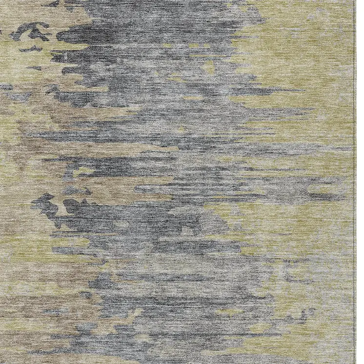 10' X 14' Pewter Silver And Gray Abstract Washable Indoor Outdoor Area Rug