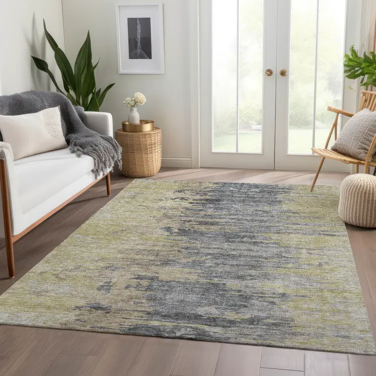 10' X 14' Pewter Silver And Gray Abstract Washable Indoor Outdoor Area Rug