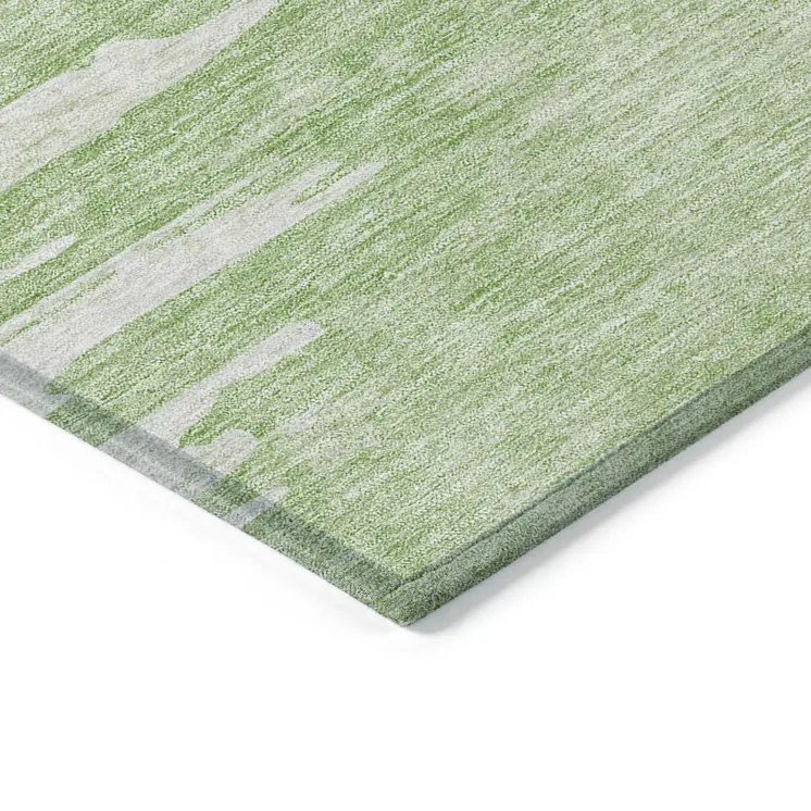 8' X 10' Green And Mint Green Abstract Washable Indoor Outdoor Area Rug