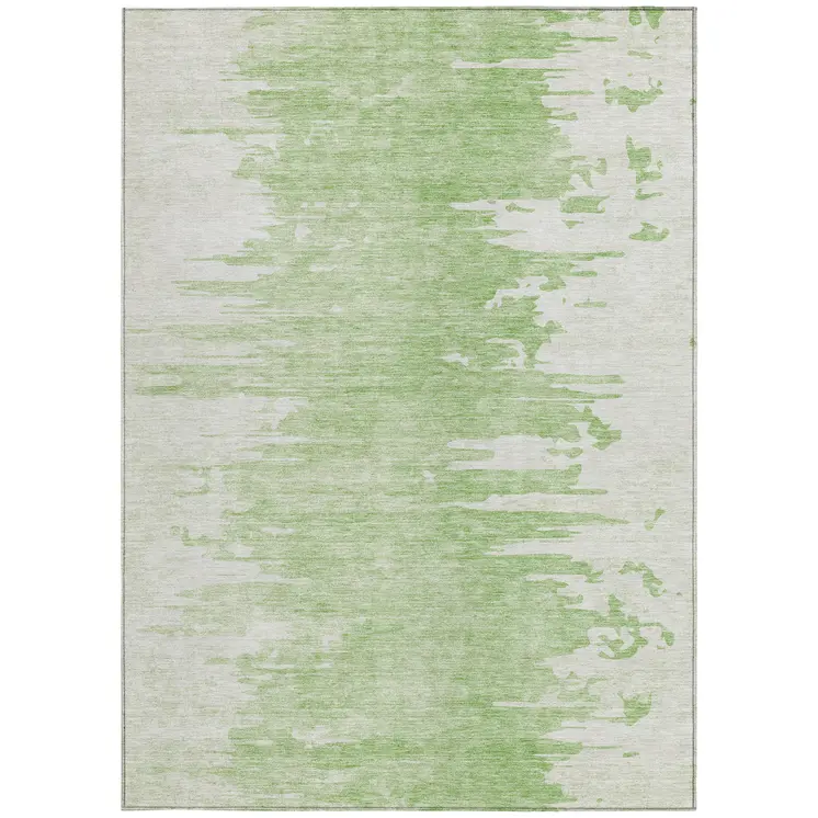 8' X 10' Green And Mint Green Abstract Washable Indoor Outdoor Area Rug
