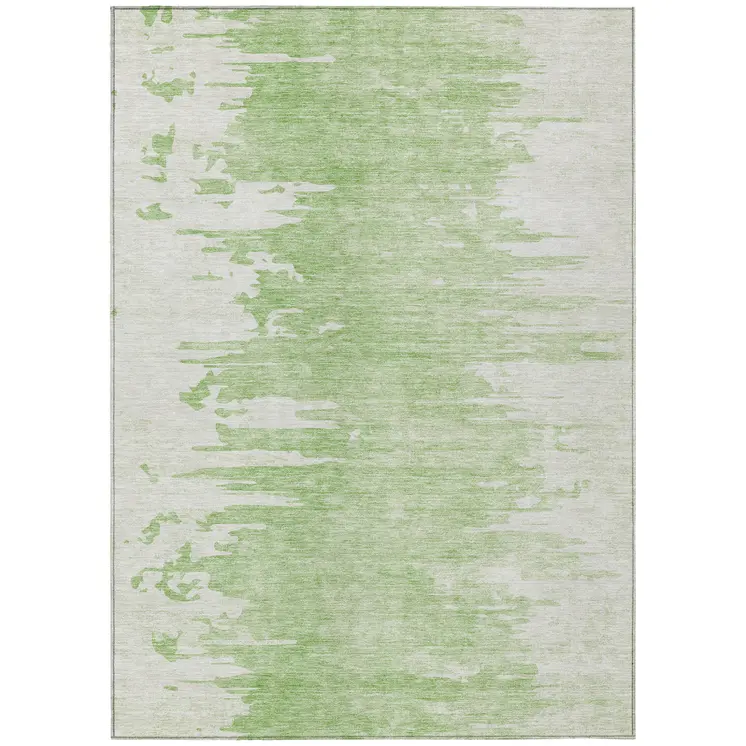9' X 12' Green And Mint Green Abstract Washable Indoor Outdoor Area Rug
