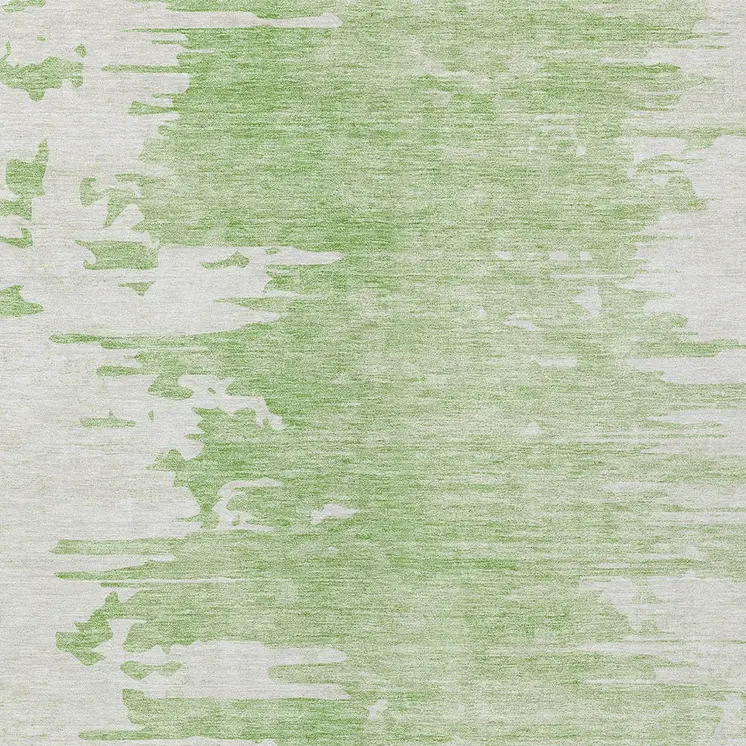 9' X 12' Green And Mint Green Abstract Washable Indoor Outdoor Area Rug