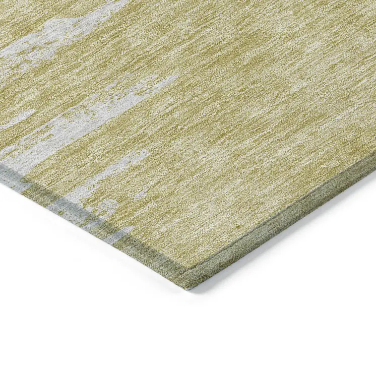 8' X 10' Gold And Ivory Abstract Washable Indoor Outdoor Area Rug