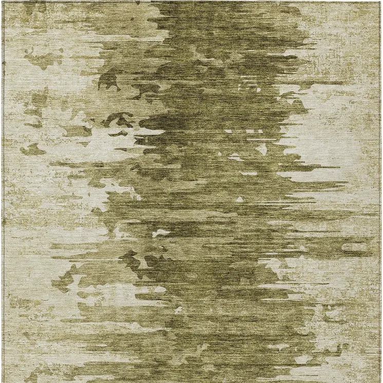 3' X 5' Brown Taupe And Beige Abstract Washable Indoor Outdoor Area Rug
