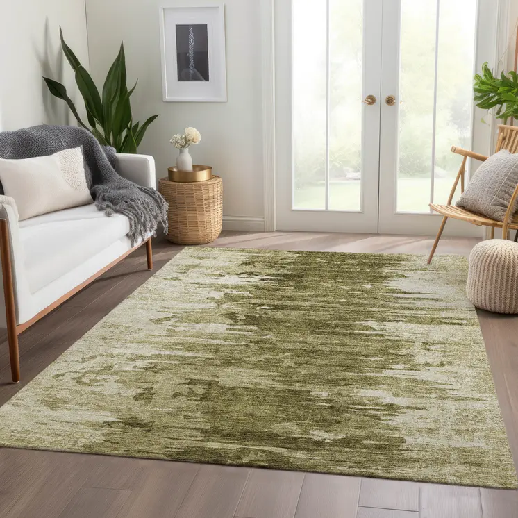 3' X 5' Brown Taupe And Beige Abstract Washable Indoor Outdoor Area Rug