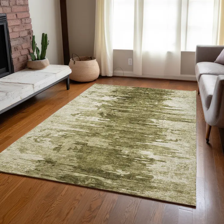 3' X 5' Brown Taupe And Beige Abstract Washable Indoor Outdoor Area Rug