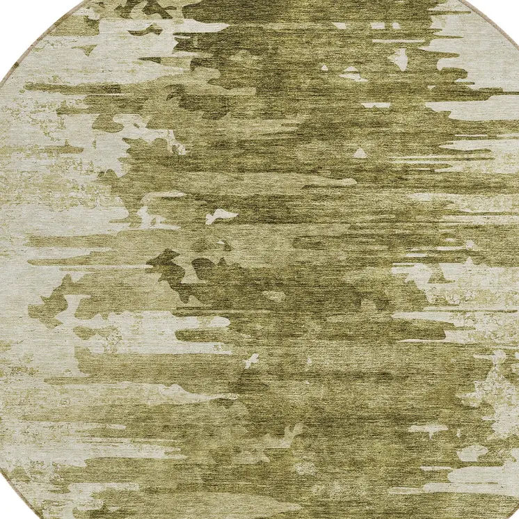 8' Brown Taupe And Beige Round Abstract Washable Indoor Outdoor Area Rug