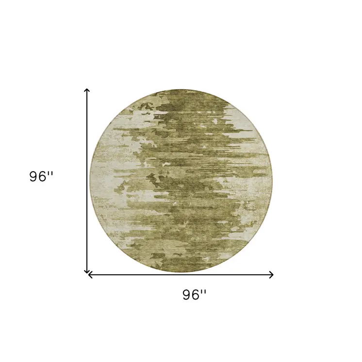 8' Brown Taupe And Beige Round Abstract Washable Indoor Outdoor Area Rug