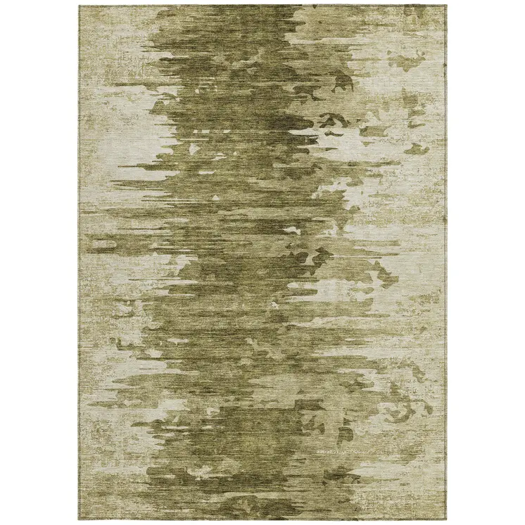 10' X 14' Brown Taupe And Beige Abstract Washable Indoor Outdoor Area Rug
