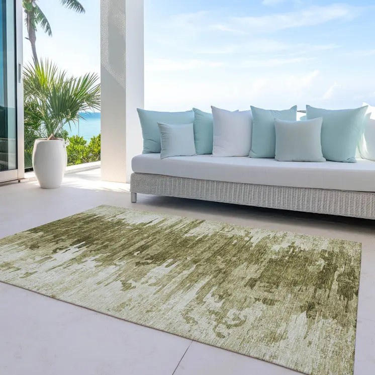 10' X 14' Brown Taupe And Beige Abstract Washable Indoor Outdoor Area Rug